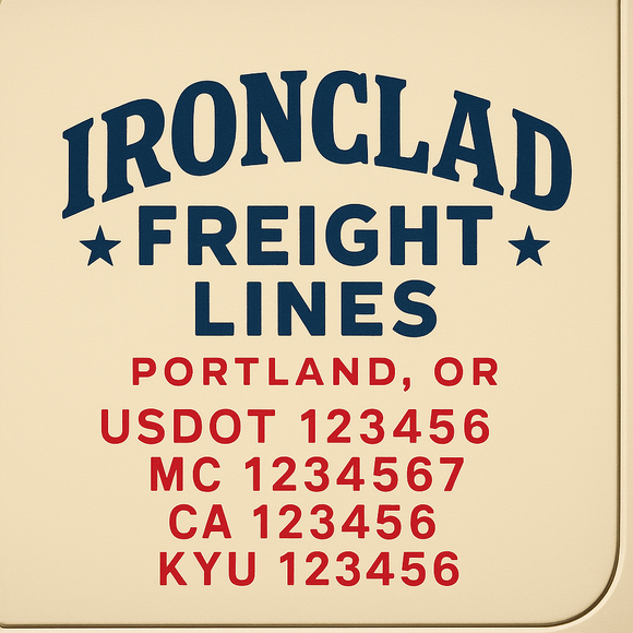 Custom Designed Truck Door Decal With Company or Trucking Name, Location, USDOT, MC, CA, KYU or GVW Sticker Sign For Compliance (2-Pack)