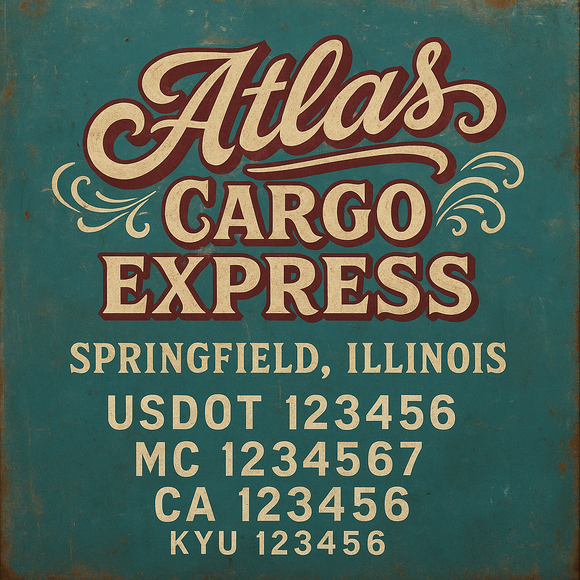 Custom Designed Truck Door Decal With Company or Trucking Name, Location, USDOT, MC, CA, KYU or GVW Sticker Sign For Compliance (2-Pack)