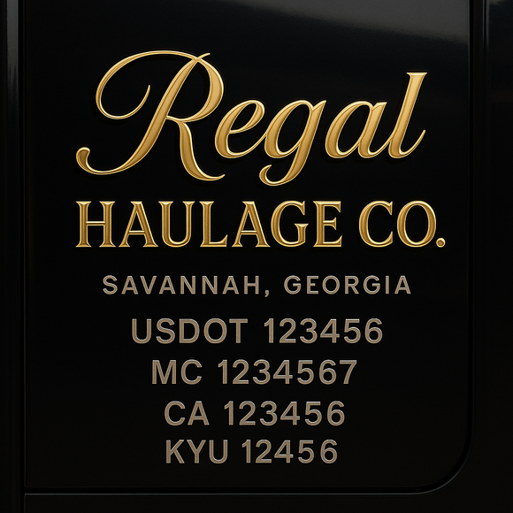 Custom Designed Truck Door Decal With Company or Trucking Name, Location, USDOT, MC, CA, KYU or GVW Sticker Sign For Compliance (2-Pack)