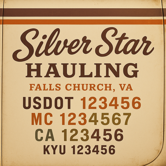 Custom Designed Truck Door Decal With Company or Trucking Name, Location, USDOT, MC, CA, KYU or GVW Sticker Sign For Compliance (2-Pack)
