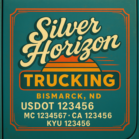 Custom Designed Truck Door Decal With Company or Trucking Name, Location, USDOT, MC, CA, KYU or GVW Sticker Sign For Compliance (2-Pack)