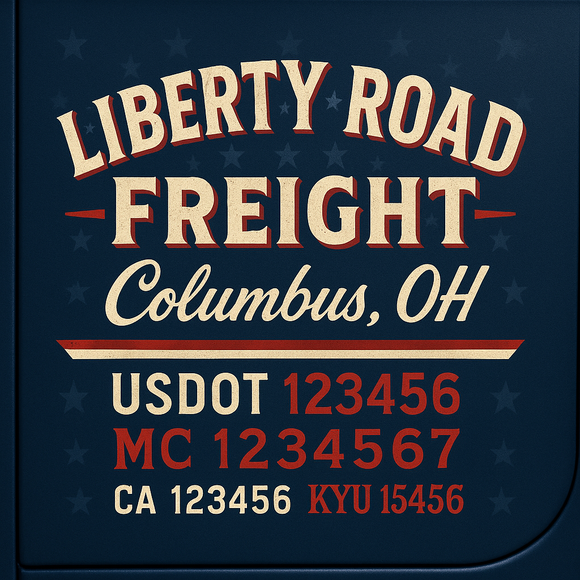 Custom Designed Truck Door Decal With Company or Trucking Name, Location, USDOT, MC, CA, KYU or GVW Sticker Sign For Compliance (2-Pack)