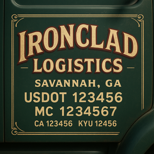 Custom Designed Truck Door Decal With Company or Trucking Name, Location, USDOT, MC, CA, KYU or GVW Sticker Sign For Compliance (2-Pack)