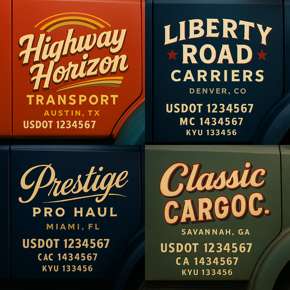 Custom Designed Truck Door Decal With Company or Trucking Name, Location, USDOT, MC, CA, KYU or GVW Sticker Sign For Compliance (2-Pack)