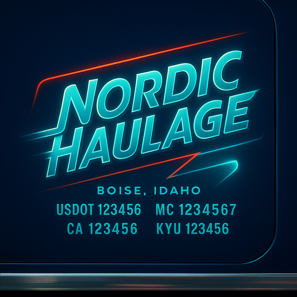 Custom Designed Truck Door Decal With Company or Trucking Name, Location, USDOT, MC, CA, KYU or GVW Sticker Sign For Compliance (2-Pack)