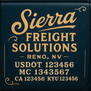 Custom Designed Truck Door Decal With Company or Trucking Name, Location, USDOT, MC, CA, KYU or GVW Sticker Sign For Compliance (2-Pack)