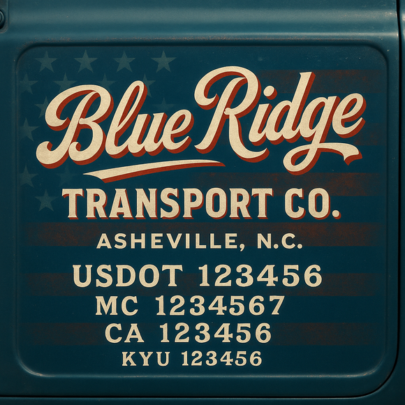 Custom Designed Truck Door Decal With Company or Trucking Name, Location, USDOT, MC, CA, KYU or GVW Sticker Sign For Compliance (2-Pack)