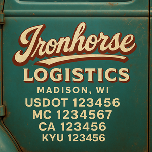 Custom Designed Truck Door Decal With Company or Trucking Name, Location, USDOT, MC, CA, KYU or GVW Sticker Sign For Compliance (2-Pack)