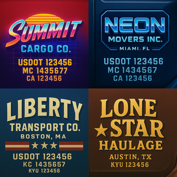 Custom Designed Truck Door Decal With Company or Trucking Name, Location, USDOT, MC, CA, KYU or GVW Sticker Sign For Compliance (2-Pack)