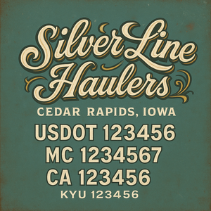 Custom Designed Truck Door Decal With Company or Trucking Name, Location, USDOT, MC, CA, KYU or GVW Sticker Sign For Compliance (2-Pack)