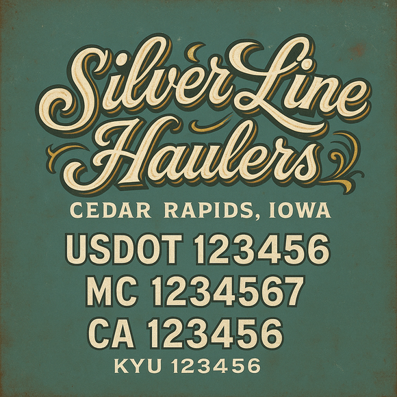 Custom Designed Truck Door Decal With Company or Trucking Name, Location, USDOT, MC, CA, KYU or GVW Sticker Sign For Compliance (2-Pack)
