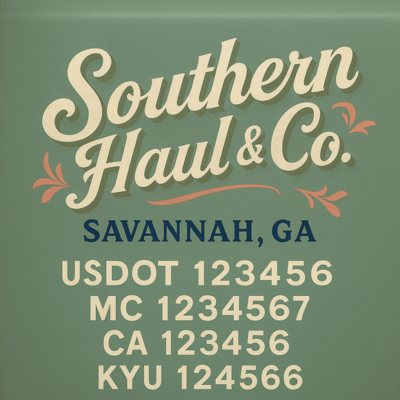 Custom Designed Truck Door Decal With Company or Trucking Name, Location, USDOT, MC, CA, KYU or GVW Sticker Sign For Compliance (2-Pack)