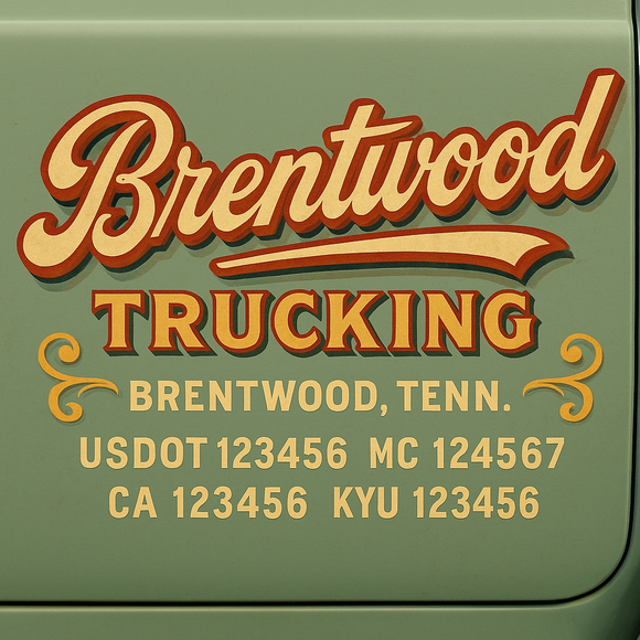 Custom Designed Truck Door Decal With Company or Trucking Name, Location, USDOT, MC, CA, KYU or GVW Sticker Sign For Compliance (2-Pack)