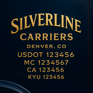Custom Designed Truck Door Decal With Company or Trucking Name, Location, USDOT, MC, CA, KYU or GVW Sticker Sign For Compliance (2-Pack)