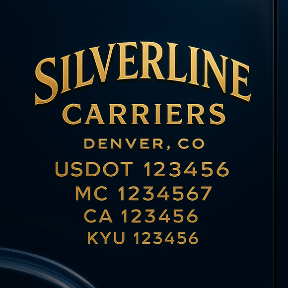 Custom Designed Truck Door Decal With Company or Trucking Name, Location, USDOT, MC, CA, KYU or GVW Sticker Sign For Compliance (2-Pack)