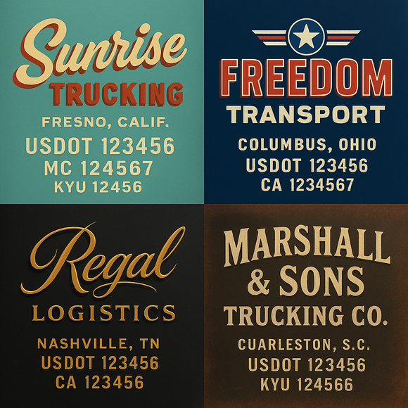 Custom Designed Truck Door Decal With Company or Trucking Name, Location, USDOT, MC, CA, KYU or GVW Sticker Sign For Compliance (2-Pack)