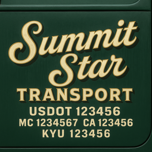 Custom Designed Truck Door Decal With Company or Trucking Name, Location, USDOT, MC, CA, KYU or GVW Sticker Sign For Compliance (2-Pack)
