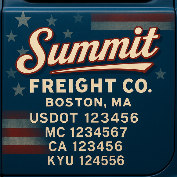 Custom Designed Truck Door Decal With Company or Trucking Name, Location, USDOT, MC, CA, KYU or GVW Sticker Sign For Compliance (2-Pack)