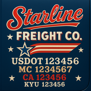 Custom Designed Truck Door Decal With Company or Trucking Name, Location, USDOT, MC, CA, KYU or GVW Sticker Sign For Compliance (2-Pack)