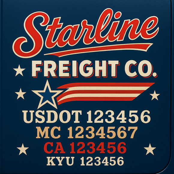 Custom Designed Truck Door Decal With Company or Trucking Name, Location, USDOT, MC, CA, KYU or GVW Sticker Sign For Compliance (2-Pack)