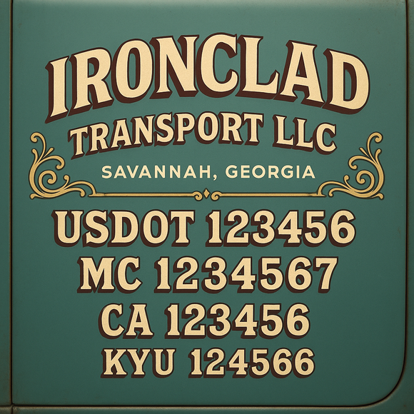Custom Designed Truck Door Decal With Company or Trucking Name, Location, USDOT, MC, CA, KYU or GVW Sticker Sign For Compliance (2-Pack)