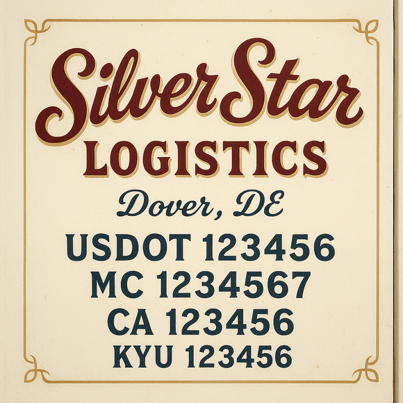 Custom Designed Truck Door Decal With Company or Trucking Name, Location, USDOT, MC, CA, KYU or GVW Sticker Sign For Compliance (2-Pack)