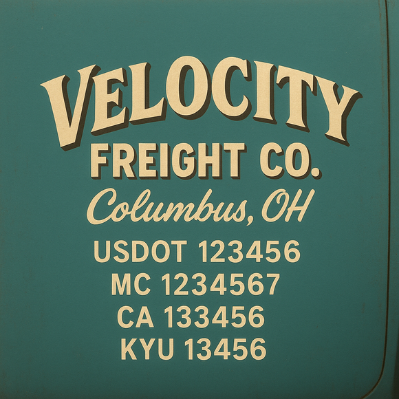 Custom Designed Truck Door Decal With Company or Trucking Name, Location, USDOT, MC, CA, KYU or GVW Sticker Sign For Compliance (2-Pack)