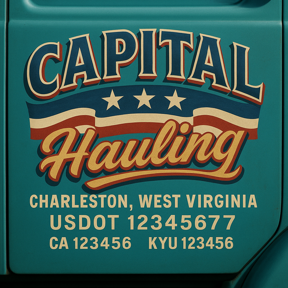 Custom Designed Truck Door Decal With Company or Trucking Name, Location, USDOT, MC, CA, KYU or GVW Sticker Sign For Compliance (2-Pack)