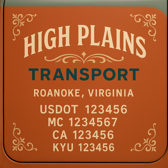 Custom Designed Truck Door Decal With Company or Trucking Name, Location, USDOT, MC, CA, KYU or GVW Sticker Sign For Compliance (2-Pack)