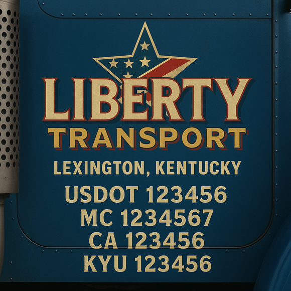 Custom Designed Truck Door Decal With Company or Trucking Name, Location, USDOT, MC, CA, KYU or GVW Sticker Sign For Compliance (2-Pack)