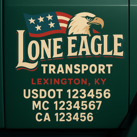 Custom Designed Truck Door Decal With Company or Trucking Name, Location, USDOT, MC, CA, KYU or GVW Sticker Sign For Compliance (2-Pack)