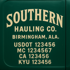 Custom Designed Truck Door Decal With Company or Trucking Name, Location, USDOT, MC, CA, KYU or GVW Sticker Sign For Compliance (2-Pack)