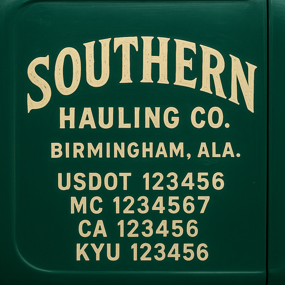 Custom Designed Truck Door Decal With Company or Trucking Name, Location, USDOT, MC, CA, KYU or GVW Sticker Sign For Compliance (2-Pack)