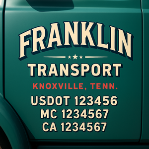 Truck Door Decal Sticker Lettering With USDOT, MC, CA, KYU, GVW & More | Custom Truck Door Decal Sticker Signs (Set of 2)