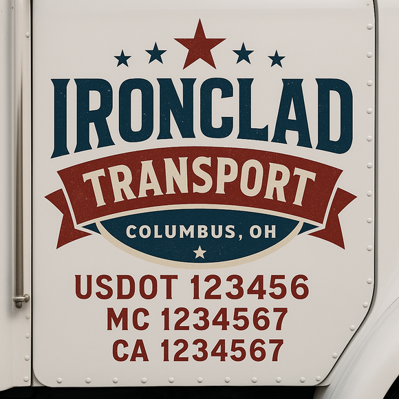 Truck Door Decal Sticker Lettering With USDOT, MC, CA, KYU, GVW & More | Custom Truck Door Decal Sticker Signs (Set of 2)