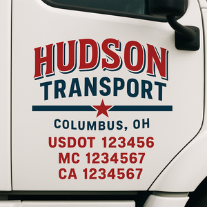 Truck Door Decal Sticker Lettering With USDOT, MC, CA, KYU, GVW & More | Custom Truck Door Decal Sticker Signs (Set of 2)