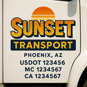 Truck Door Decal Sticker Lettering With USDOT, MC, CA, KYU, GVW & More | Custom Truck Door Decal Sticker Signs (Set of 2)