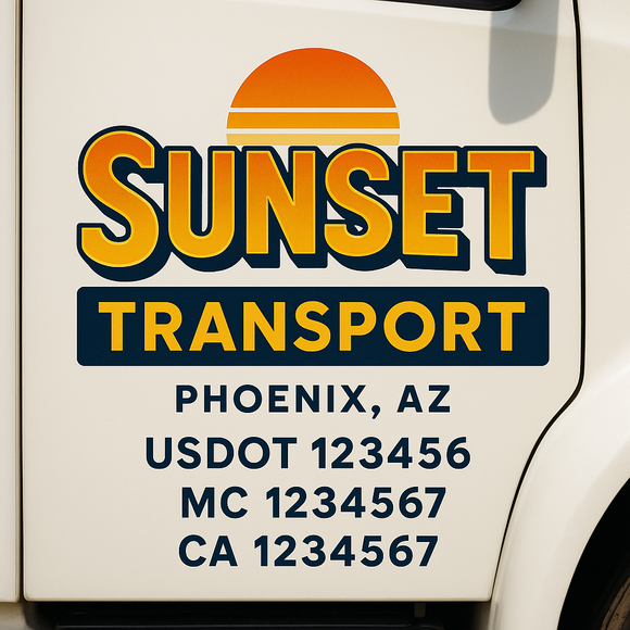 Truck Door Decal Sticker Lettering With USDOT, MC, CA, KYU, GVW & More | Custom Truck Door Decal Sticker Signs (Set of 2)