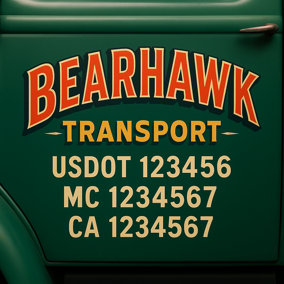 Truck Door Decal Sticker Lettering With USDOT, MC, CA, KYU, GVW & More | Custom Truck Door Decal Sticker Signs (Set of 2)