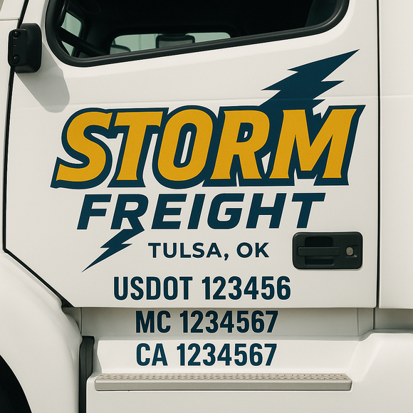 Truck Door Decal Sticker Lettering With USDOT, MC, CA, KYU, GVW & More | Custom Truck Door Decal Sticker Signs (Set of 2)
