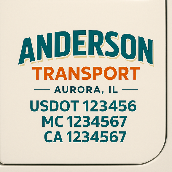 Truck Door Decal Sticker Lettering With USDOT, MC, CA, KYU, GVW & More | Custom Truck Door Decal Sticker Signs (Set of 2)