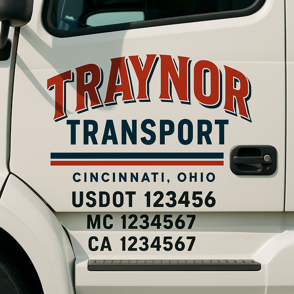Truck Door Decal Sticker Lettering With USDOT, MC, CA, KYU, GVW & More | Custom Truck Door Decal Sticker Signs (Set of 2)