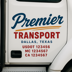 Truck Door Decal Sticker Lettering With USDOT, MC, CA, KYU, GVW & More | Custom Truck Door Decal Sticker Signs (Set of 2)