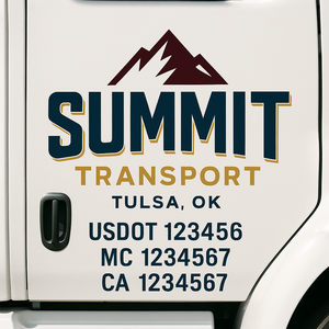 Truck Door Decal Sticker Lettering With USDOT, MC, CA, KYU, GVW & More | Custom Truck Door Decal Sticker Signs (Set of 2)