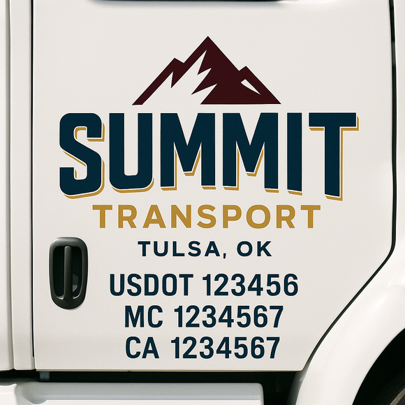 Truck Door Decal Sticker Lettering With USDOT, MC, CA, KYU, GVW & More | Custom Truck Door Decal Sticker Signs (Set of 2)
