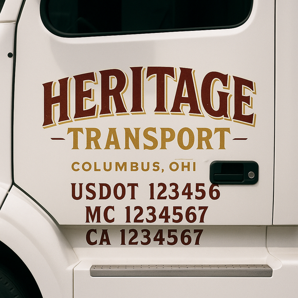 Truck Door Decal Sticker Lettering With USDOT, MC, CA, KYU, GVW & More | Custom Truck Door Decal Sticker Signs (Set of 2)