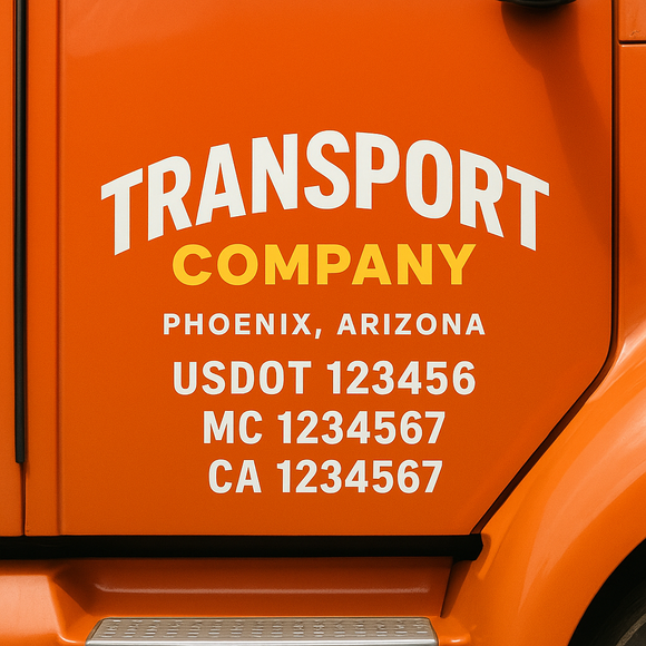 Truck Door Decal Sticker Lettering With USDOT, MC, CA, KYU, GVW & More | Custom Truck Door Decal Sticker Signs (Set of 2)
