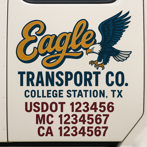 Truck Door Decal Sticker Lettering With USDOT, MC, CA, KYU, GVW & More | Custom Truck Door Decal Sticker Signs (Set of 2)