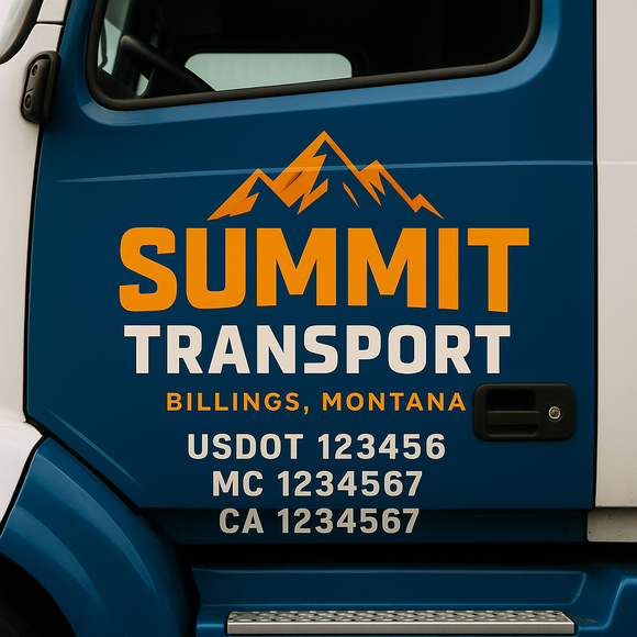 Truck Door Decal Sticker Lettering With USDOT, MC, CA, KYU, GVW & More | Custom Truck Door Decal Sticker Signs (Set of 2)