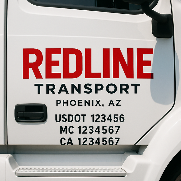 Truck Door Decal Sticker Lettering With USDOT, MC, CA, KYU, GVW & More | Custom Truck Door Decal Sticker Signs (Set of 2)